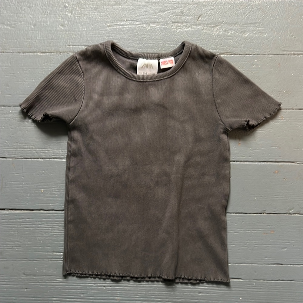 Kids Gray Ribbed T-Shirt